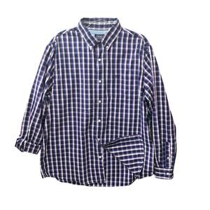 CHAPS Button Down Shirt Mens Size XL Stretch Easy Care Purple Plaid Long Sleeve